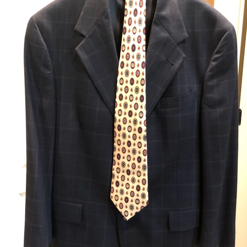 Wool Suit - Deep Navy Windowpanes Pattern. - image 7